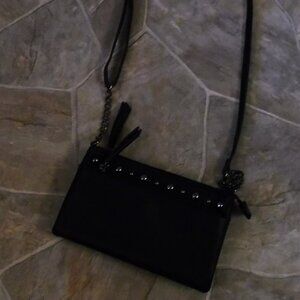 Black Mudd Crossbody Purse / Shoulder Bag - 9" x 5" - Adjustable